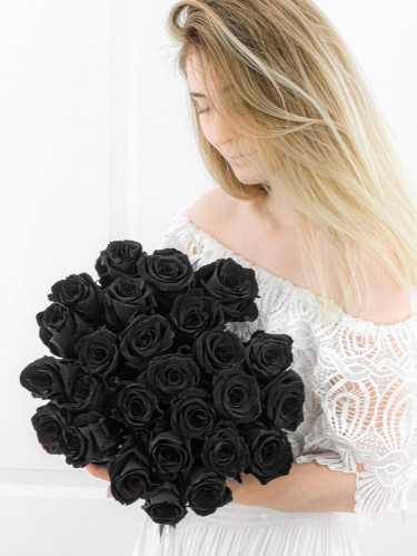 Черные розы - 25 шт.