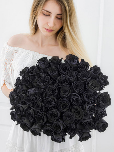 Черные розы - 51 шт.