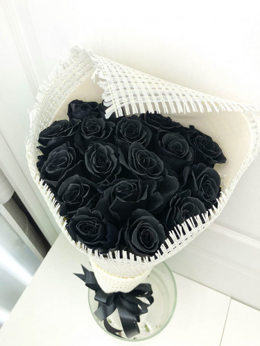 Черные розы - 15 шт.