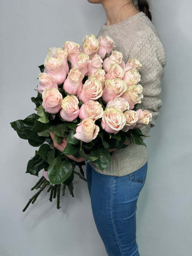 Розовые Розы Pink Mondial 100 см - 25 шт.