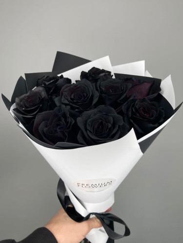 Черные розы - 9 шт.