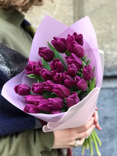Букет Фиолетовых Тюльпанов - 25 шт.