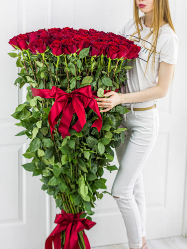 Длинные розы 130 см - 101 шт.