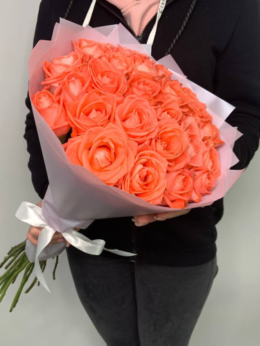 Оранжевые розы - 25 шт.