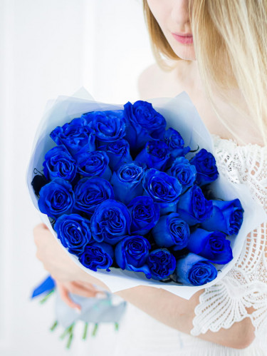 Синие розы - 25 шт.