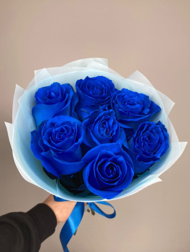 Синие розы - 7 шт.