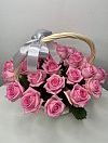 25 Розовых Роз в Корзине фото 1