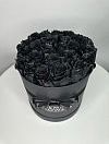 Черные розы 25шт в шляпной коробке фото 3