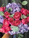 Сборный букет пионовидные розы и гортензии фото 1