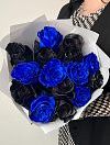 Микс Синие и Черные розы 15 шт фото 2