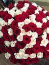 Красные и белые розы микс 101 шт фото 3