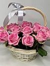 25 Розовых Роз в Корзине фото 2
