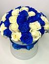 Микс синие и белые розы 51шт в коробке фото 2
