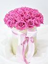 25 розовых роз в шляпной коробке фото 1