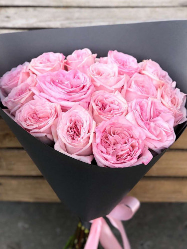 9 пионовидных роз Pink O’Hara (Пинк Охара)