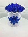Синие розы 25шт в шляпной коробке фото 4